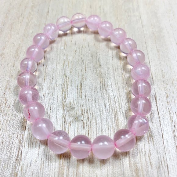 8mm Pink Quartz Chakra Stretch Bracelet - Picture 6 of 9